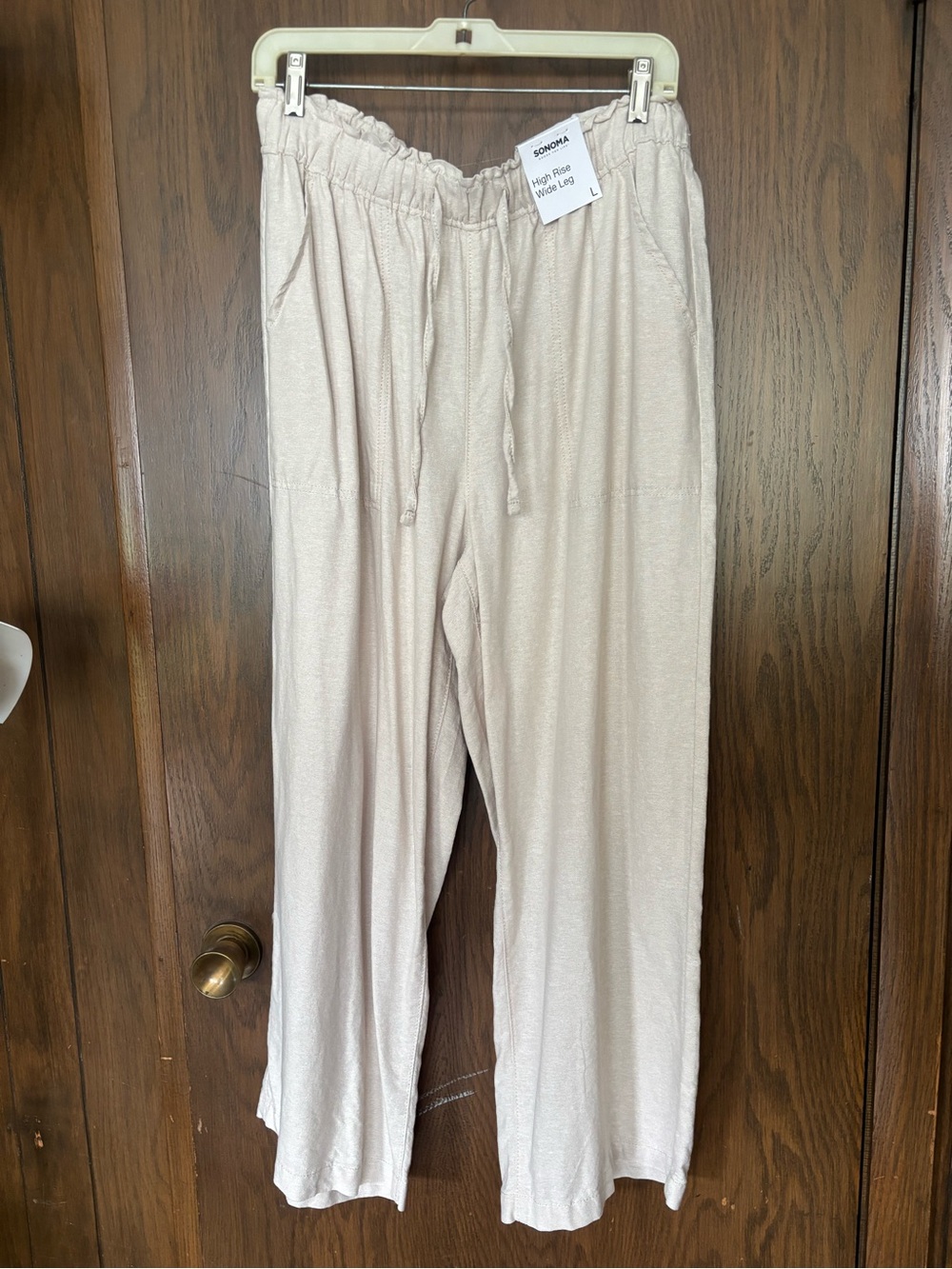 Sonoma Goods For Life High Rise Wide Leg Linen Pants in Oatmeal NWT